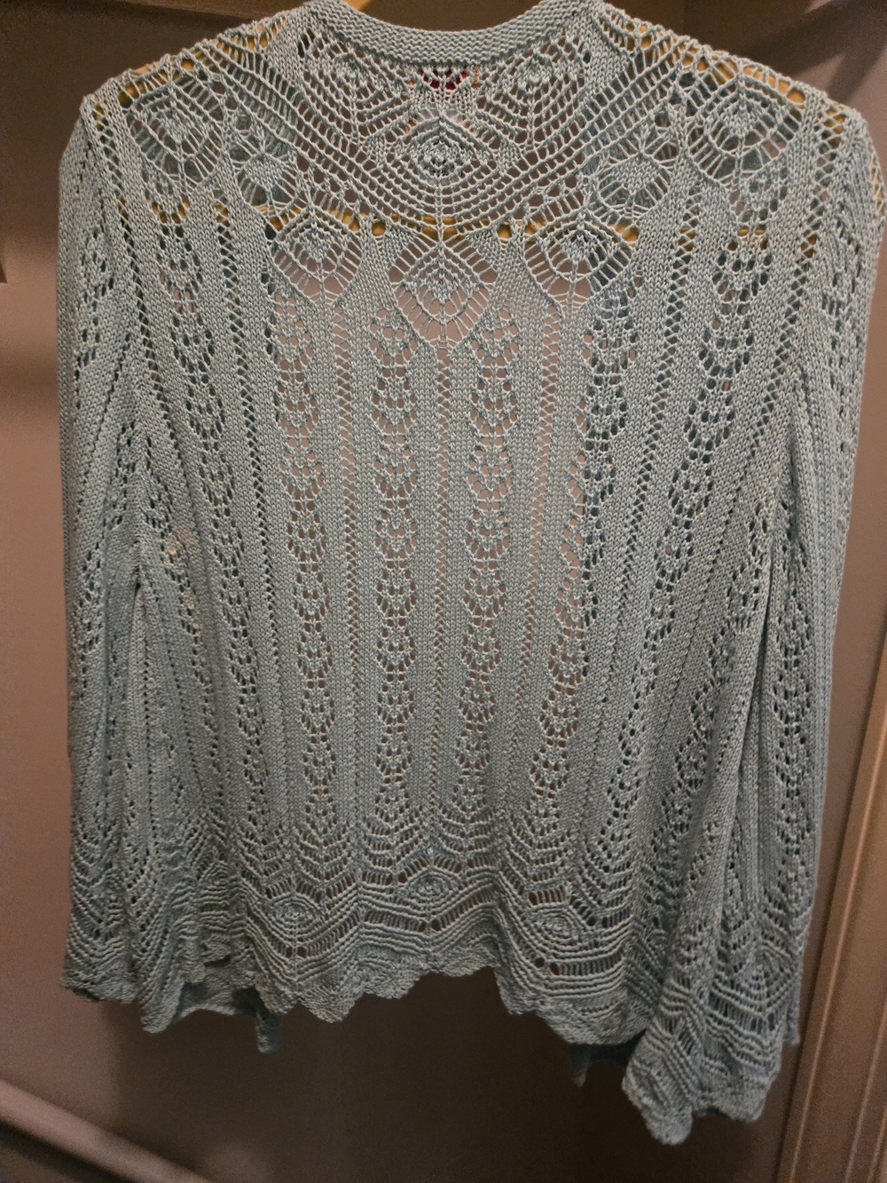 Ruby Rd. Light Aqua Openwork Knit Cardigan - Picture 2 of 5
